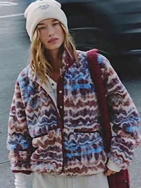 NWT Free People Movement Hit The Slopes Printed Fleece Jacket
